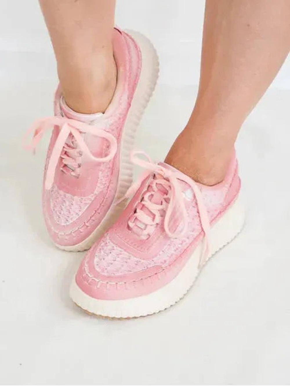 MiiM Miracle Miles California Dolea Sneakers Pink Knit Platform Chunky Shoes